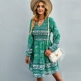 thumbnail image 6 of Yidarton 2022 Fall/Winter Women's Dresses Bohemian Skirts Fashion Dresses Casual Skirts Casual Comfortable Fashion One Piece Green XL, 6 of 8