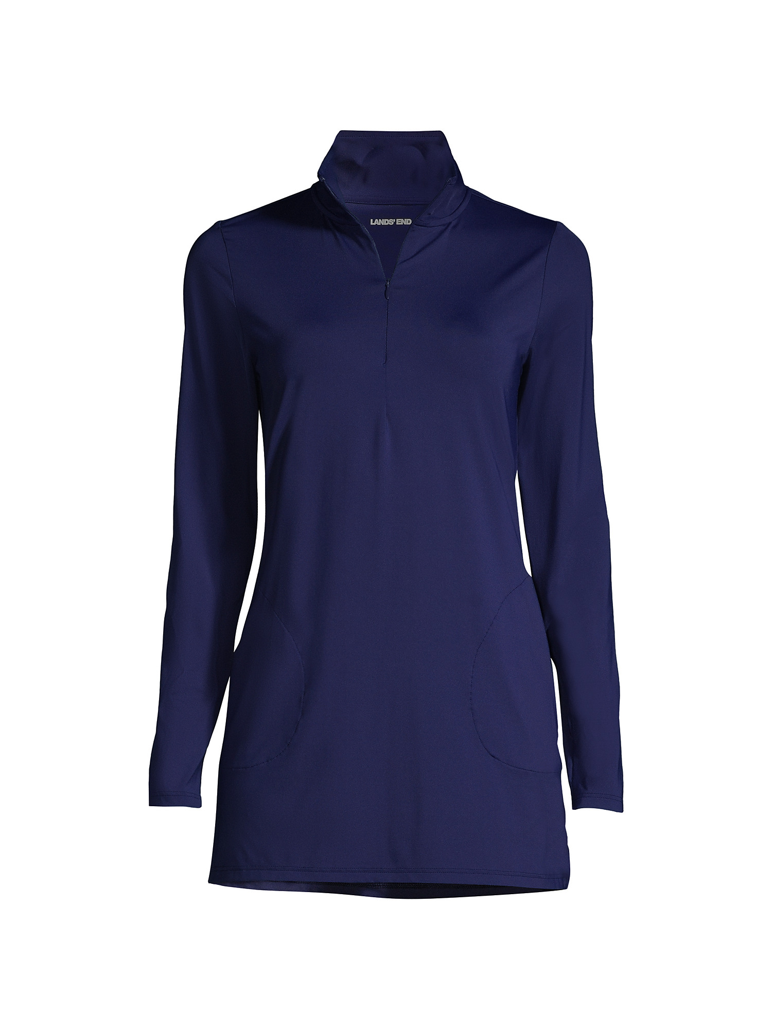 Lands' End Women's Plus Size Quarter Zip Long Sleeve Tunic Rash Guard