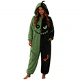 thumbnail image 3 of Ruyelune GreenOnesie Pajamas for WomenHalloween Cute Onesie Pajamas for Women Men Funny Party Cosplay Costume Family Hooded Plush Cozy Warm Sleepwear5XL, 3 of 4