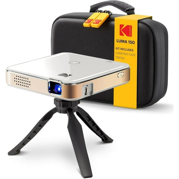 Kodak Luma 150 Pico Projector, Rechargeable Ultra Mini Projector with Travel Case & Tripod (White)