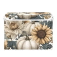 thumbnail image 2 of Foldable Fabric Storage Bin With Handle Collapsible Basket Box Storage With Lid Organizer Pumpkin Sunflowers, 2 of 7