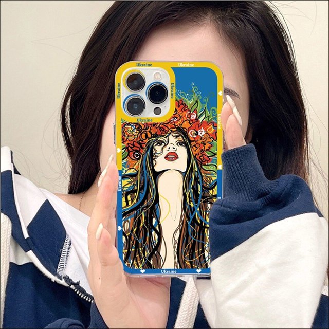 Funda de teléfono de chica de Ucrania para iPhone 14 13 12 11 Pro Max Mini X Xs XR 6 7 8 Plus SE 2020 funda transparente Fivean unisex