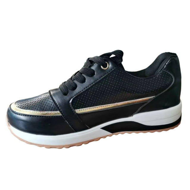 Chaussures pour Femmes Adultes Chaussures Compensées Nouvelles Chaussures Décontractées pour Femmes Chaussures de Sport Chaussures Simples pour Femmes Chaussures Féminines (Noir, 6.5)