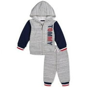 Tommy Hilfiger GREY/NAVY Baby Boy 2-Pc Fleece Hoodie & Jogger Pant Set 12M