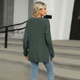 thumbnail image 5 of SWSMCLT Women's Soft Pullover Sweater Long Sleeve Work Boat Neck Tunic Top Button Split Crewneck Knit Fall Fashion Army Green Large, 5 of 5