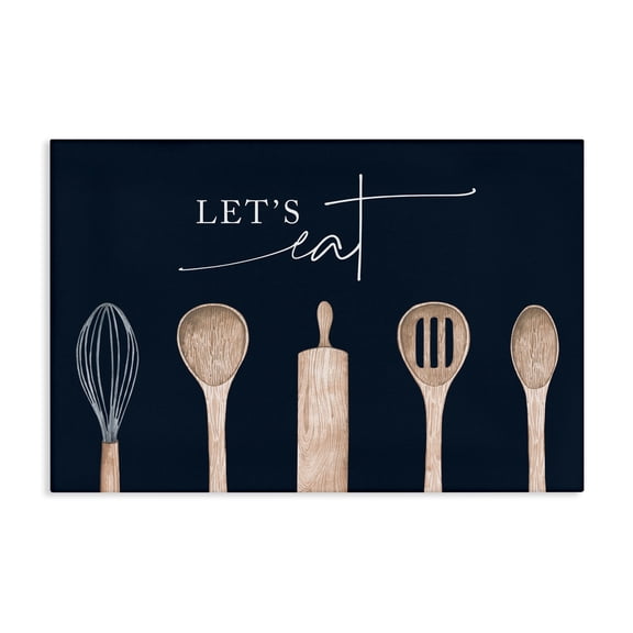 Stupell Industries Let's Eat Kitchen Utensils Quotes and Sayings Painting Wrapped Canvas Canvas Art Print Wall Art, 24 x 16