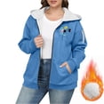thumbnail image 2 of Women's Plus Size Hooded Sweatshirts Printed Graphic Long Sleeve Fleece Lined Zipper Jacket Coat with Pockets (4XL, Blue), 2 of 5