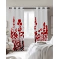 thumbnail image 3 of Red Flowers Blackout Curtains, Light Blocking Print Window Curtains, Rustic Spring Wild Floral Herbs Plants Thermal Insulated Window Drapes for Living Room Kitchen Cafe 2 Panels, 84"W x 84"L, 3 of 9