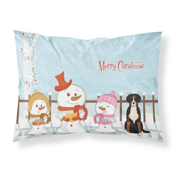Carolines Treasures BB2368PILLOWCASE Merry Christmas Carolers Greater Swiss Mountain Dog Fabric Standard Pillowcase, 20.5 x 0.25 x 30 in.