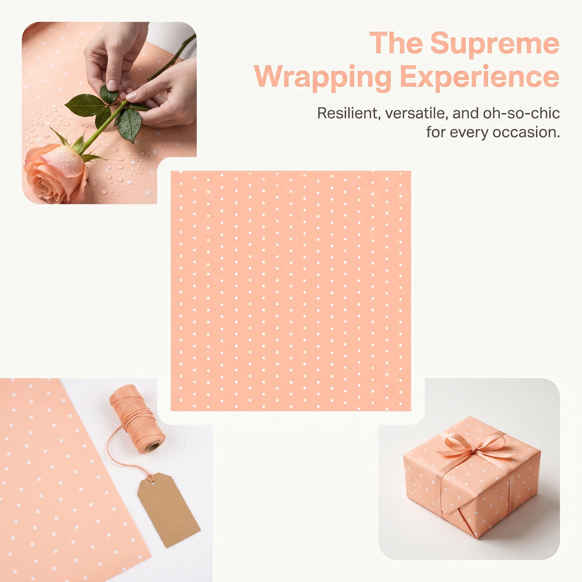 Unique Bargains Waterproof Luxury Matte Gift Wrapping Paper for Bouquets Champagne 22"x22"