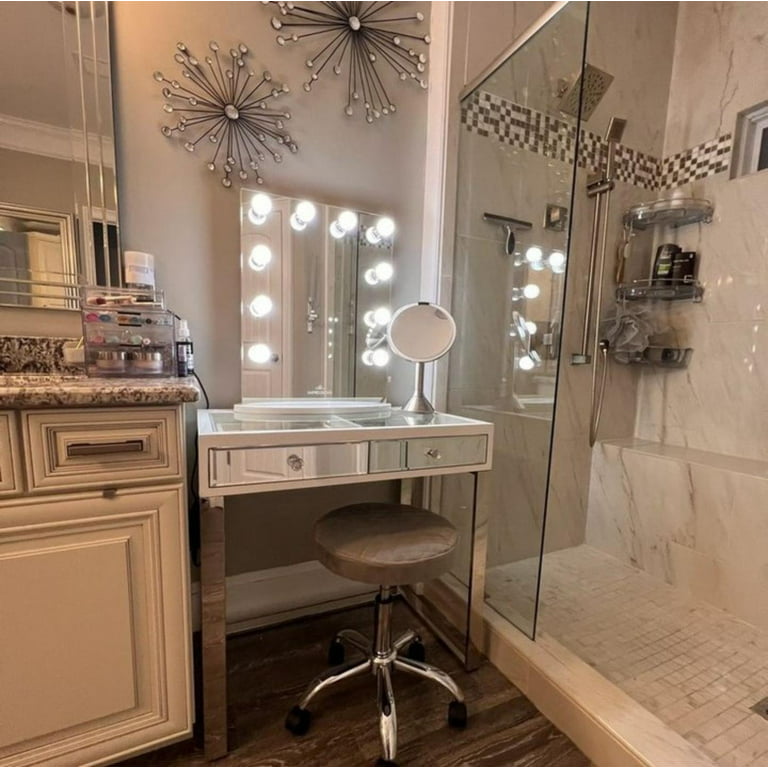 Tryk ned Smidighed Luscious Impressions Vanity Desk SlayStation Emma with 2 Drawers, Makeup Vanity  Dressing Table for Hollywood Mirror Mount with Makeup Storage, MDF Makeup  Organizer Vanity Table for Bedroom (White) - Walmart.com