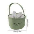 thumbnail image 3 of QuanTara Green Cloth Easter Basket with Bunny Ears 9.05x5.51 Inch - Personalized Kids Easter Egg Hunt Basket, Foldable Bunny Bag for Candy & Gifts, 3 of 6