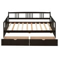 thumbnail image 4 of Twin Daybed with 2 Drawers, Wood Twin Size Sofa Bed Frame with Wooden Slat Supports, Wood Storage Platform Bed for Bedroom, Living Room, Guest Room, No Box Spring Needed, Espresso, 4 of 9