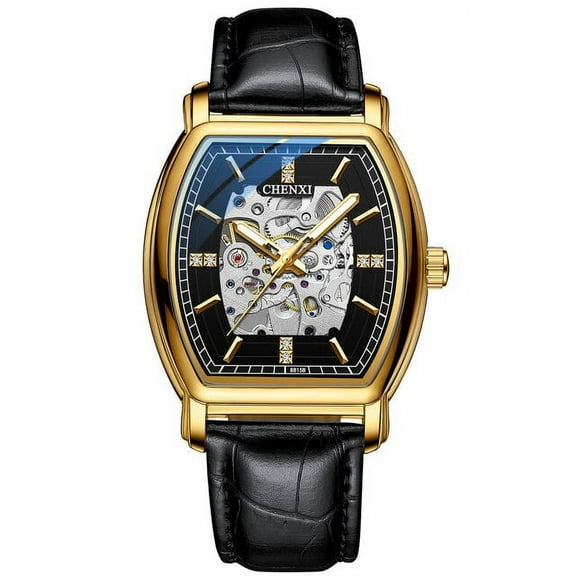 CHENXI New Watch Luxury Men Automatic Mechanical Tourbillon Clock Leather Waterproof Male Business Wrist Watch Relogio Masculino