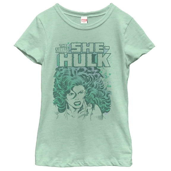 Girl's Marvel She-Hulk  Graphic Tee Mint Medium
