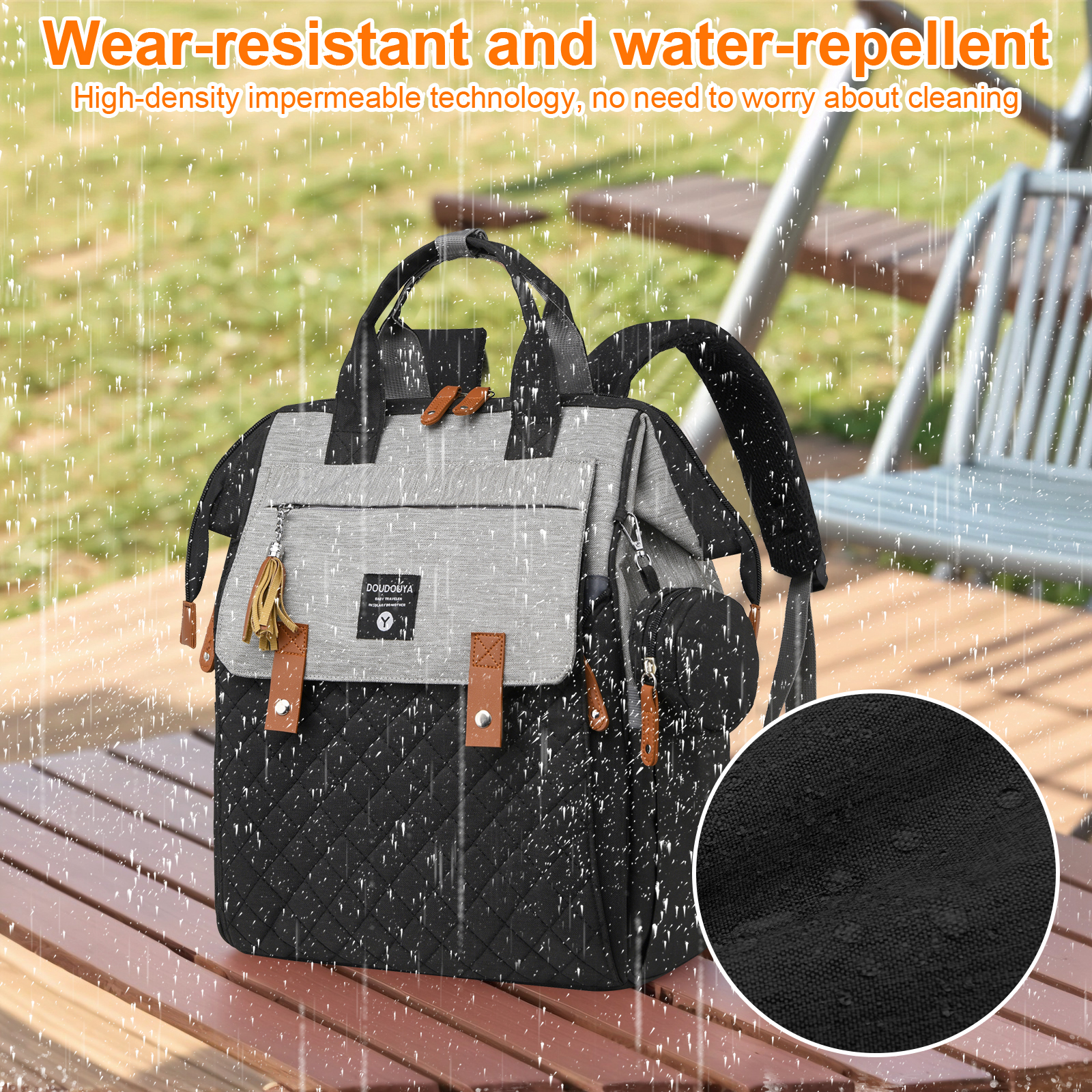 Eurhowing Baby Diaper Bag Backpack for Mom & Dad, Large Capacity Baby Bag with Stroller Straps & Insulated Pocket, Waterproof Diaper Backpack for Travel, Black
