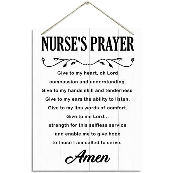 Nurse's Prayer Sign - Rustic Hanging Wood Plaque, Christian Themed Hospital Decor, Motivational Gift for Nursing School, Office Wall Door Decoration