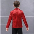 thumbnail image 4 of Little Boys Gentleman's Blazer Blazer Formal Suit Red Sequin Jacket Red,5-6T, 4 of 5