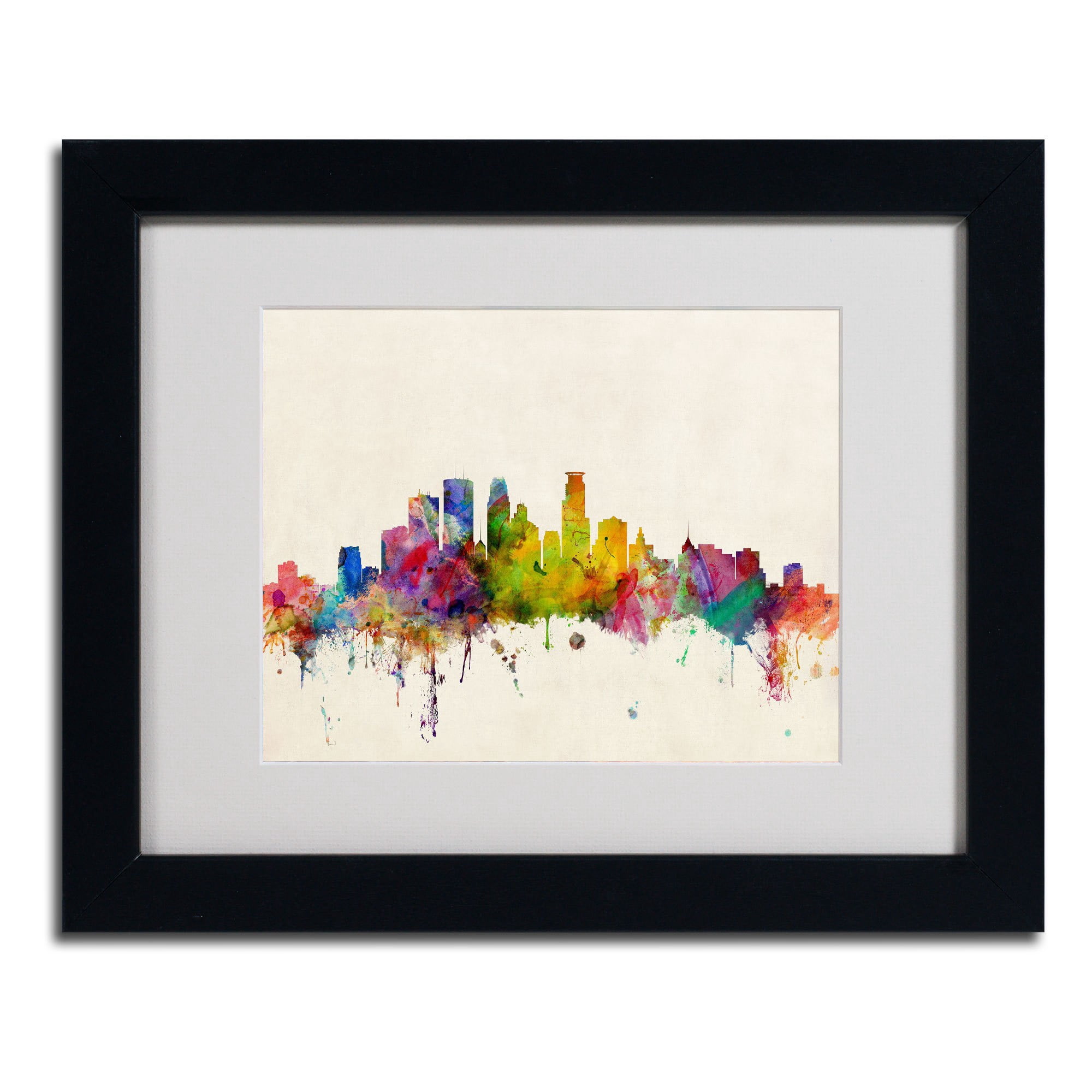 Trademark Fine Art "Minneapolis, Minnesota" Canvas Art by Michael Tompsett, Black Frame