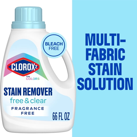 Clorox 2 for Colors Stain Remover, 2 in 1 Laundry Fabric, Free and Clear, 66 fl oz