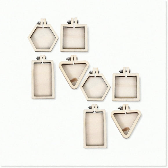 Stitch & Display Mini Hoop Set: 8 Wooden Rings for DIY Embroidery Pendants & Small Frames - Perfect for Cross Stitch & Crafting!