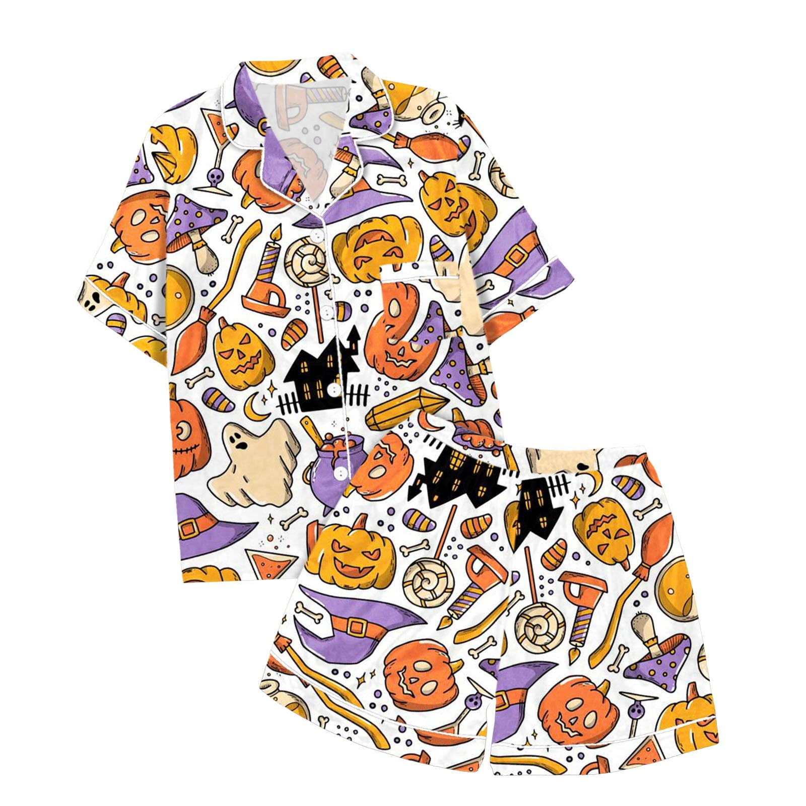 2025 Leisure Printed Button Girls Size 8 Pajamas Collar Short Sleeved Top New Born Sleepers Shorts Pajama Set