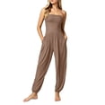 thumbnail image 2 of Pounoo Women's Rompers Strapless Solid Color Overalls with Pockets Casual Daily Wear Lightweight Stretchy Relaxed Jumpsuits Gift, 2 of 5
