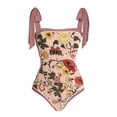 thumbnail image 3 of Traje de baño damas 2 piezas de traje de baño de playa para mujer con cordones y vestido para deportes acuáticos (S rosa), 3 of 4