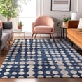 thumbnail image 5 of HomeRoots 669130 8 x 10 ft. Navy Blue & Ivory Polka Dot Transitional Washable Machine Made Rectangle Area Rug with UV Protection, 5 of 9