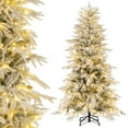 thumbnail image 1 of Patiojoy 6 FT Snow-flocked Artificial Christmas Tree Pre-lit Hinged Xmas Tree with 250 Warm White LED Lights, 1 of 9