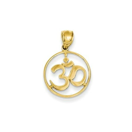 14k Yellow Gold Cut-out Round Frame Yoga Symbol Pendant