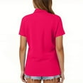thumbnail image 4 of OIOLOYJM Womens Polo Shirts Business Short Sleeve Golf Polo's Lightweight Collar Work Athletic Tops Moisture Wicking Button Down Outfits Hot Pink 2XL, 4 of 5
