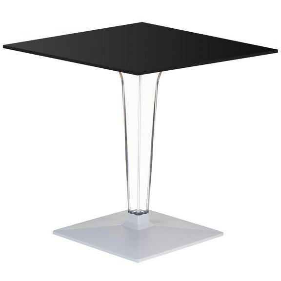 Compamia Ice 24 inch Square HPL Top Dining Table with Transparent Base in Black