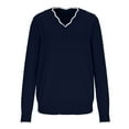 thumbnail image 5 of Trendy Sweaters for Women Scalloped V Neck Soft Pullover Tops Long Sleeve Colorblock Casual Loose Cozy Knitwear (XL, Navy), 5 of 7