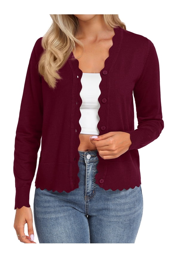 Womens Open Front Cardigan Lightweight Sweater Button Down Long Sleeve Casual Knit Tops Shrugs for Women