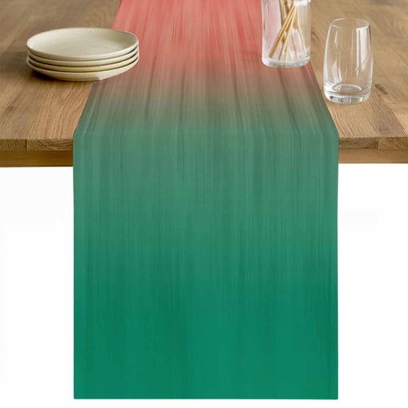 Red Green Ombre Table Runner 48 Inches Long Farmhouse Dress Scarves, Modern Art Gradient Orange Dining Tablerunner for Coffee Table/Kitchen Island/Party Décor, 13" x 48"