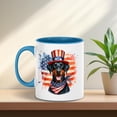 thumbnail image 4 of Patriotic Doberman Pinscher Celebrates 4th of July 11oz Accent Two-tone Mug Doberman Dog Lover Gifts Coffee Tea Cup - 02009, 4 of 5