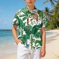 thumbnail image 5 of Ulanda Boys Hawaiian Shirt Short Sleeve Casual Button Down Beach Aloha Shirt Kids Summer Hawaii Shirts 5-14 Years (Green, 5-6 Years), 5 of 7