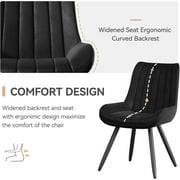 Hawsaiy Modern Dining Chairs Set of 4, Cat Scratch-Resistant Faux Leather Upholstered Kitchen Side Chairs with Thick Cushions & Metal Legs, Black