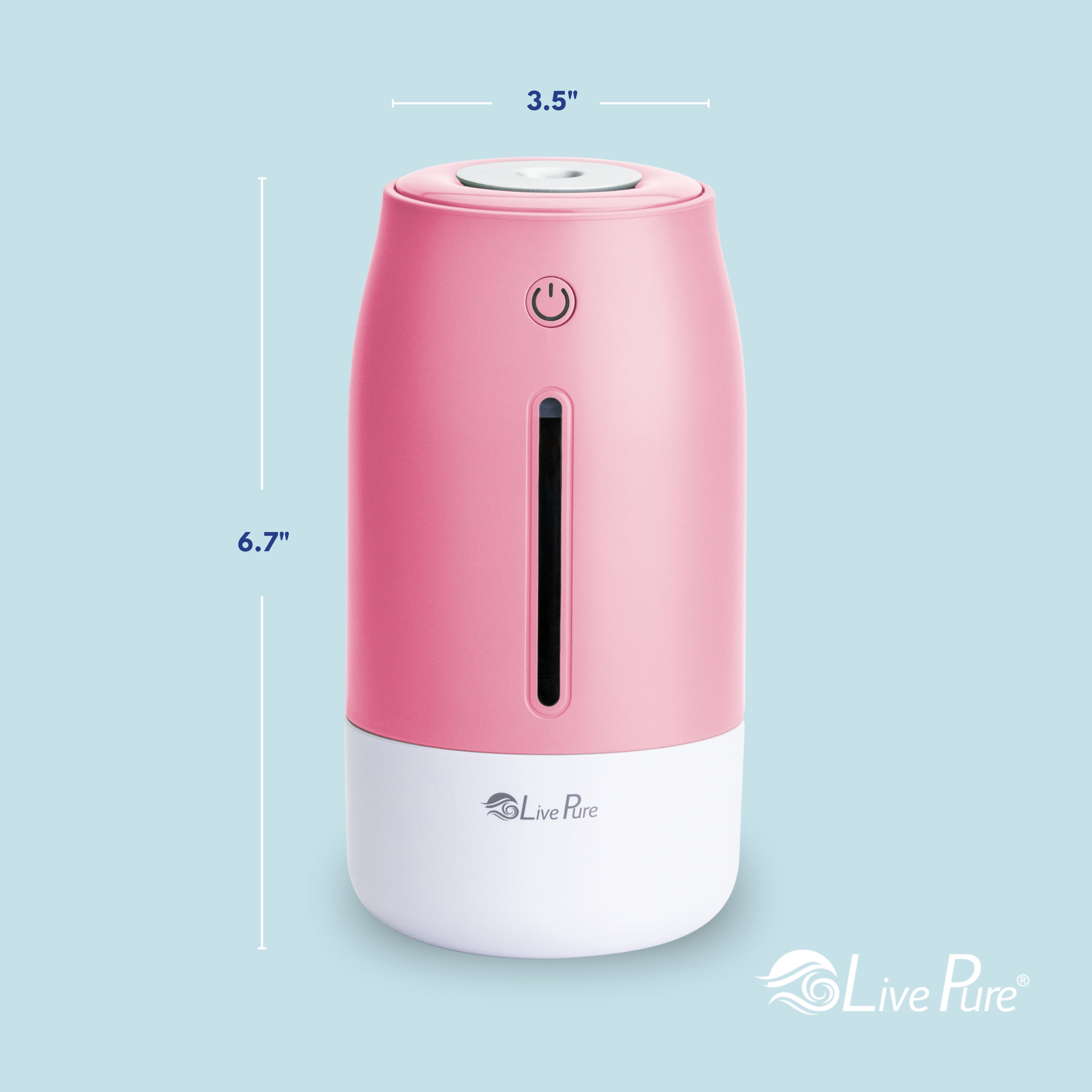 LivePure LP250 Aqua Glo Portable Cool Mist Humidifier. Rose Quartz