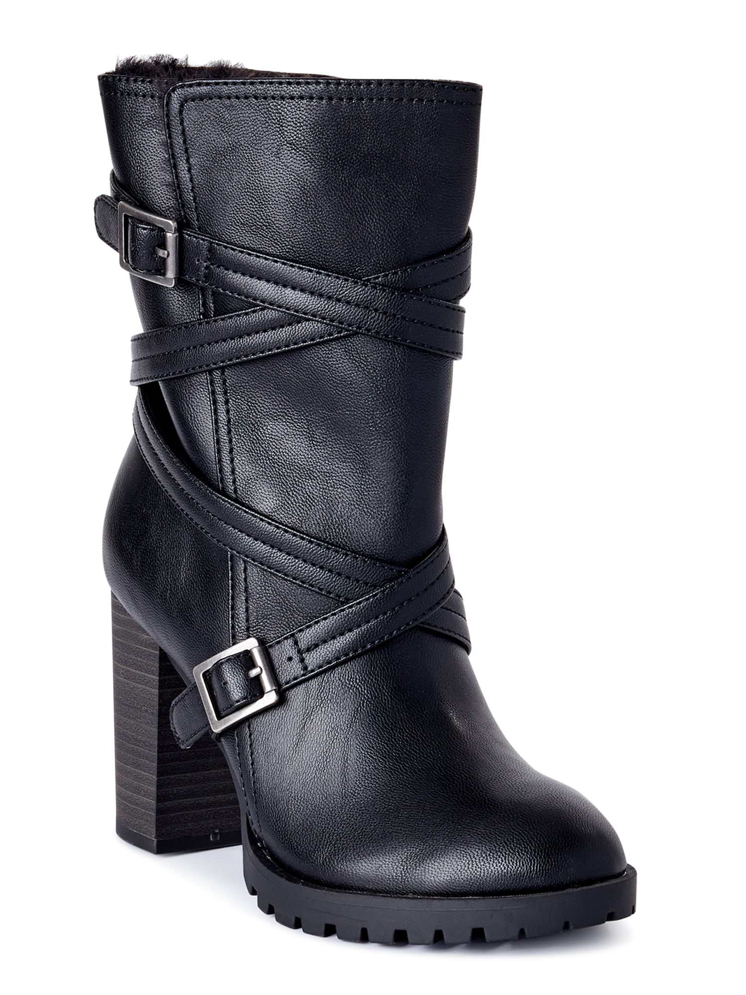 fur lined moto boots