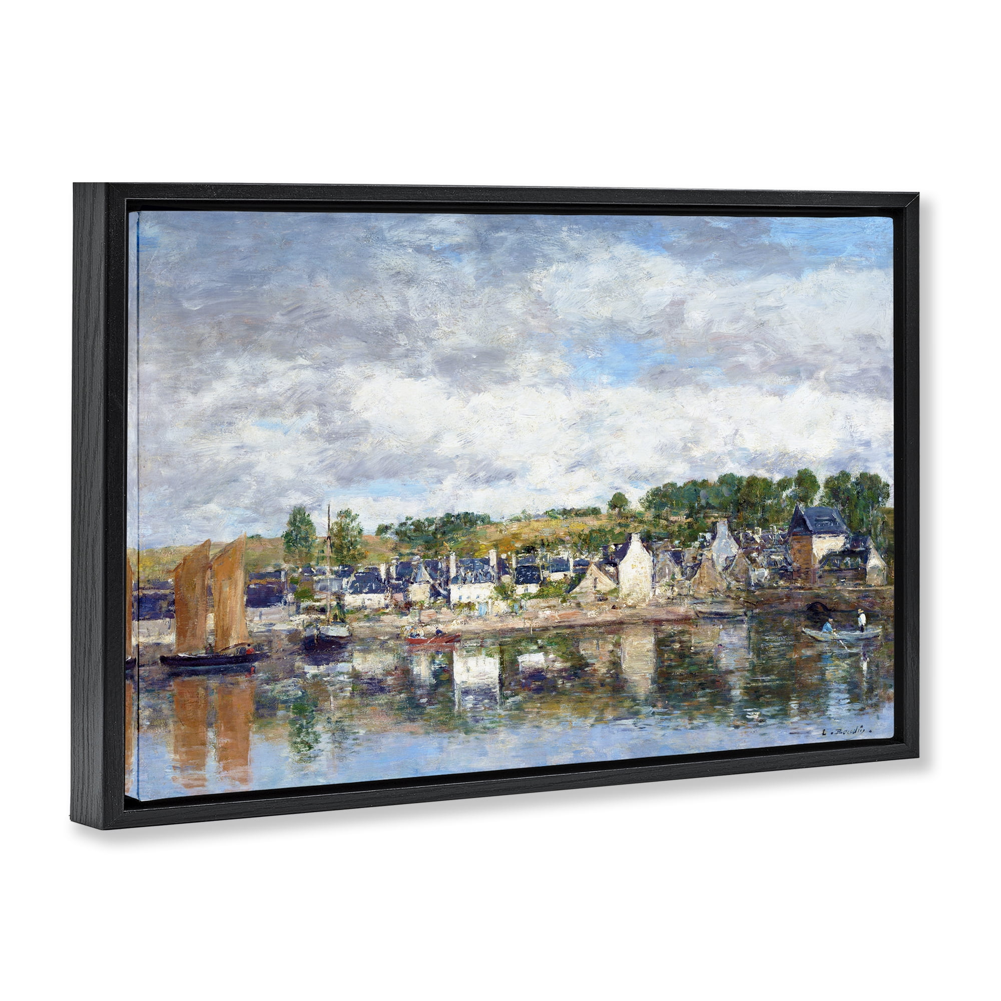 Stupell Industries Village By A River Black Framed Floater Canvas Wall Art, design by Eugene Boudin