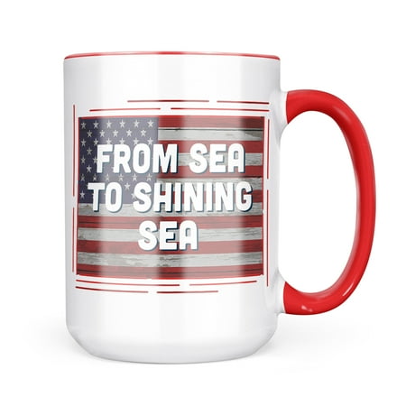 

Christmas Cookie Tin From Sea to Shining Sea Fourth of July Vintage Wood Flag Mug gift for Coffee Tea lovers