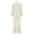thumbnail image 3 of UPPADA Womens One Piece Jumpsuit Sets Travel Outfits Half Zip Overall Wide Leg Pants Dressy Outfits for Women White,XL, 3 of 7