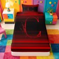 thumbnail image 3 of meiyoeat modern Letter Design Twin Sheets,Black Red Initial C Bedding,3pcs,1 Fitted Sheet and 1 Pillowcase, 3 of 6