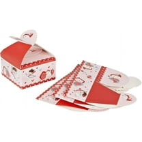 Sweet Creations Red Heart Top Valentine's Day 3 Inch Treat Gift Boxes, Red, 4-Pack Heart Top