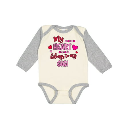 

Inktastic My Heart Belongs to my Gigi Gift Baby Boy or Baby Girl Long Sleeve Bodysuit