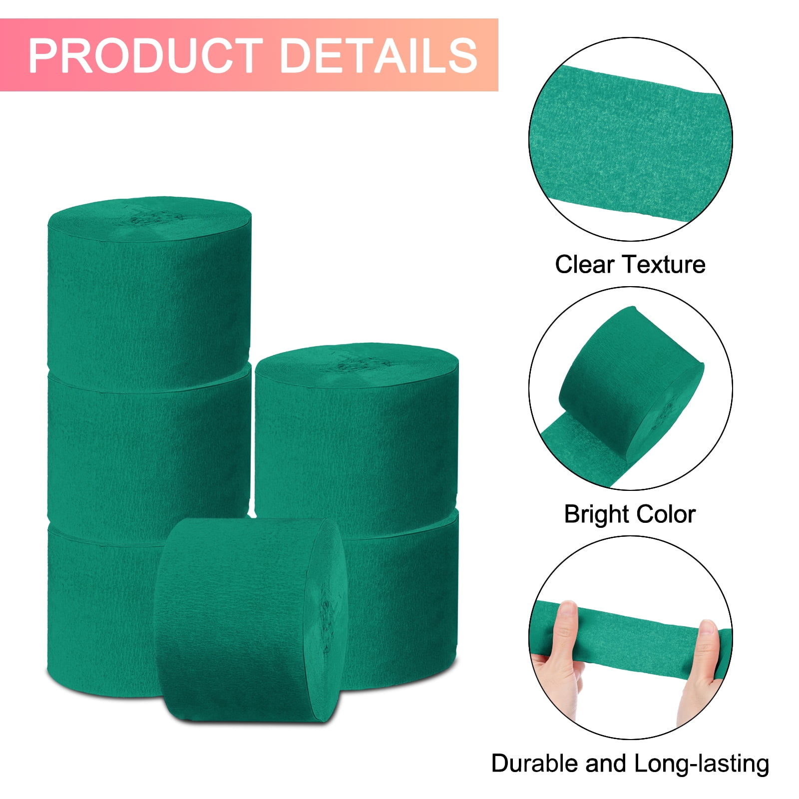 Unique Bargains 10Pcs Crepe Paper Streamers for Party Dark Green 1.8in x 82ft