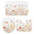 thumbnail image 2 of Watercolor Flower Bathroom Rugs Set Retro Butterfly Non Slip Absorbent Soft Bath Mats 3 Piece Set with Bathroom Rug, U-Shaped Floor Mat, Toilet Seat Cover Large Size, 2 of 9