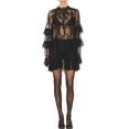thumbnail image 2 of Black Womens Lace Mini Dress Long Sleeve High Neck See-Through Cocktail Party Dress, 2 of 6